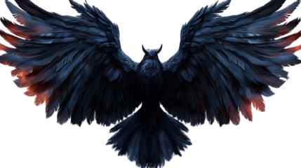 A red-winged eagle silhouette flying in a tribal tattoo style with feathers, symbolizing freedom and nature