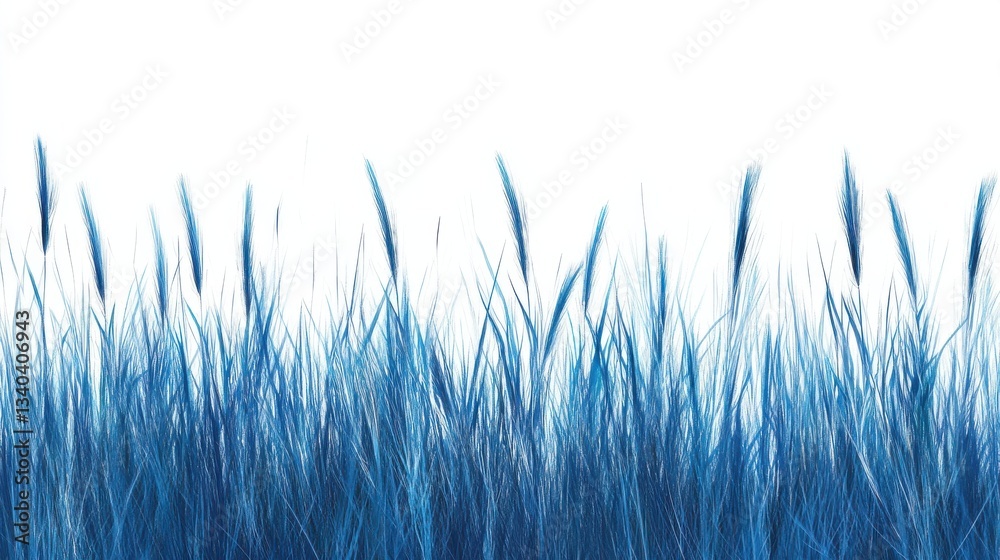 Poster vibrant blue grass forms a seamless row against a bright background in a serene setting