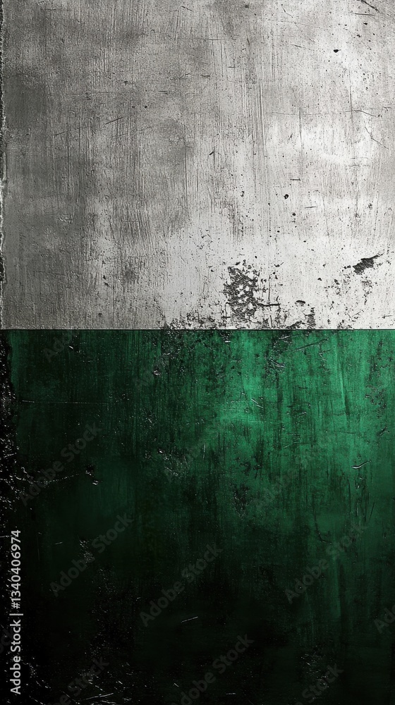 Aufkleber scratched steel surface with a green and white split design showing wear and texture details in an i
