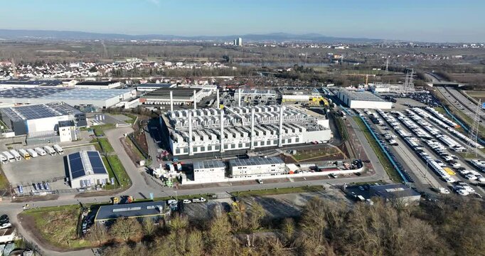 Aerial view of the corporate office of YONDR - 40 Megawatt Rechenzentrum in Bischofsheim, Germany