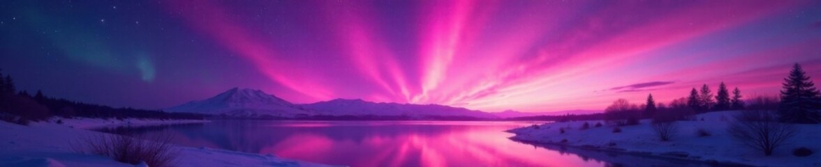 Glittering aurora borealis in shades of pink and purple, cosmic, purple, pink
