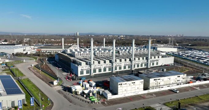 Aerial view of the corporate office of YONDR - 40 Megawatt Rechenzentrum in Bischofsheim, Germany