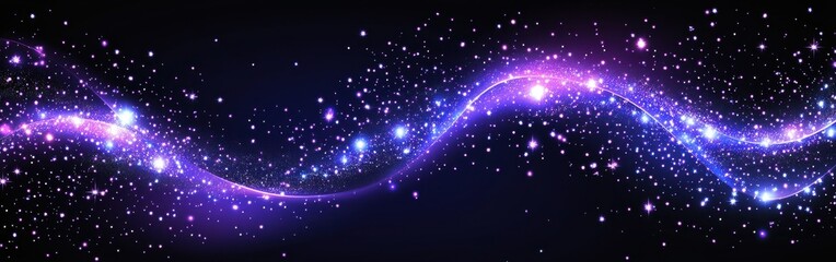 Fototapeta premium Cosmic-inspired design features deep purple hues and shimmering stars against a dark background