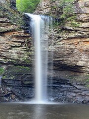 long exposure of Cedar Falls waterfall landscape in Petit Jean State Park in Arkansas USA