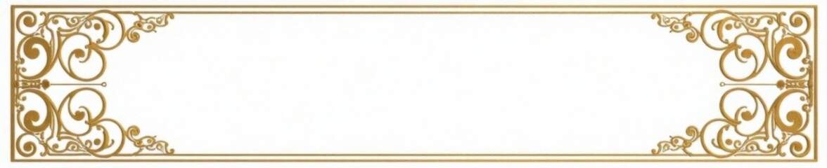 Gold scroll frame with geometric patterns on white canvas, geometric, retro