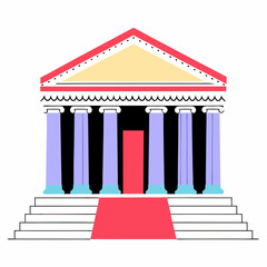 Classical Greek Temple Vector Art, Corinthian Column Architecture Vector Illustration, Ancient Roman Building Vector Design, Symmetrical Classical Architecture Vector Drawing