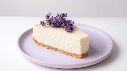 Lavender Cheesecake on a Light Purple Background