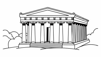 Classical Greek Temple Vector Art, Corinthian Column Architecture Vector Illustration, Ancient Roman Building Vector Design, Symmetrical Classical Architecture Vector Drawing