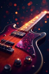 Fototapeta premium Guitar strings vibrating with swirling patterns of light and sound waves , motion, pattern