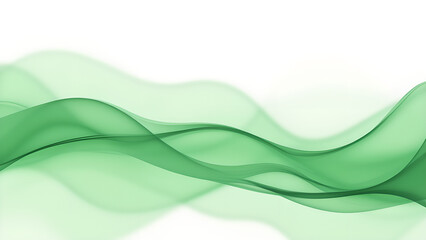 Fototapeta premium Serene Green Waves Flowing Gracefully Across a White Canvas