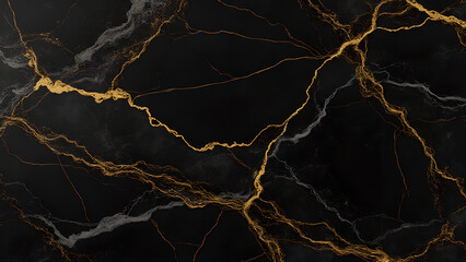 Elegant Black Marble with Golden Veins