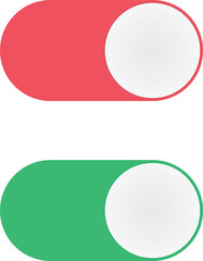 Clean and modern illustration of two toggle switches, one in red and the other in green, isolated on a plain white background.