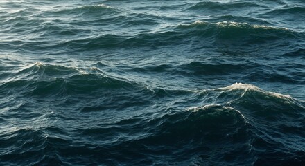 Dramatic Dark Ocean Waves Texture Deep Blue Water Surface Background