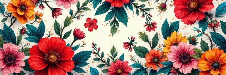 Obraz premium Intricate floral patterns with calligraphic strokes, floral, botanical
