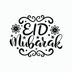 Celebrations Eid Mubarak Typography with Ramadan Lantern with Moon and Stars Decoration. Eid al-Fitr, Eid al-Adha