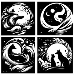 Tribal design vector tattoo illustration pattern silhouette art floral emblem style