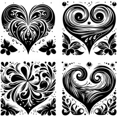 Fototapeta premium Floral Pattern Seamless Ornament Vector Design Illustration Vintage Silhouette Decoration Art