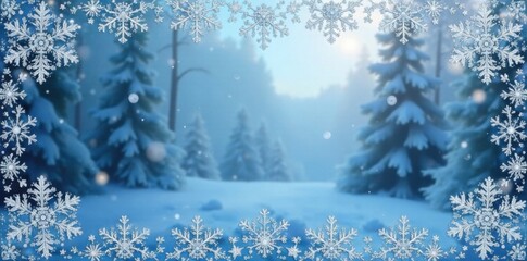 Intricate snowflake border with delicate patterns , festive, vector illustration