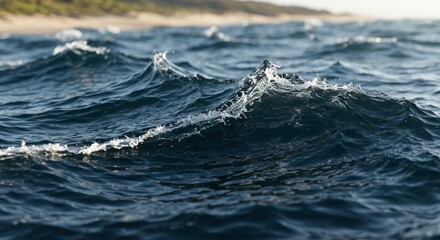 Dramatic Ocean Waves Deep Blue Sea Water Texture Nature Background