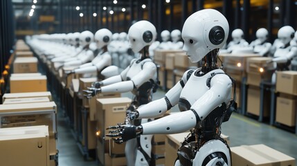 Fototapeta premium Advanced Robots in Modern Warehouse Automation