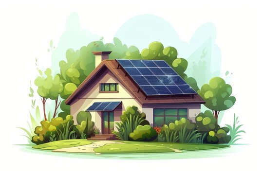 Isolated household solar panels on a white background featuring a distinctive logo