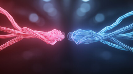 Fototapeta premium Abstract representation of a business merger with intertwining colors 