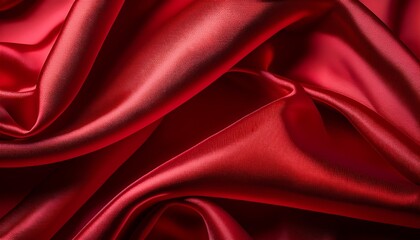 Obraz premium a stunning close up of rich red silk fabric displaying elegant smooth folds and waves creating an aesthetically pleasing composition that evokes feelings of luxury and comfort