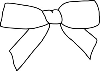 Whimsical Hand Drawn Decorative Ribbon Bow. Vector Illustration