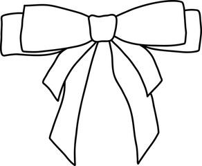 Whimsical Hand Drawn Decorative Ribbon Bow. Vector Illustration