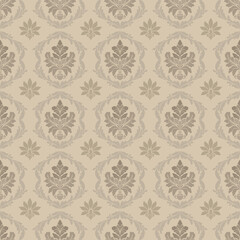 Classic Damask Seamless Pattern on red bule-write tone - Vector Illustration for Elegant Textile Design	