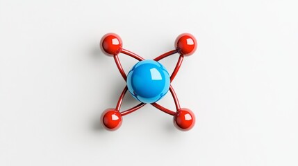 Obraz premium A detailed model of a molecule showcasing atoms connected by bonds in vibrant colors, representing chemical structures.