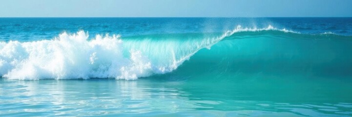 Ocean wave surf foam on a clear pure blue turquoise sea ,  water,  natural