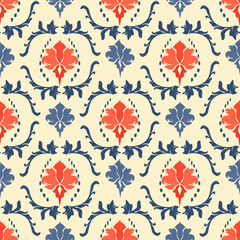 Naklejka premium seamless floral pattern , Motif ethnic floral seamless textil, embroidery, print striped ornament floral, pattern, design for wrapping, silk, scarf, background, text