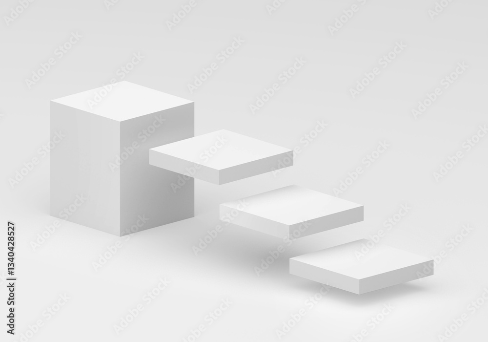 Poster white square product display podium in studio room, for display presentation