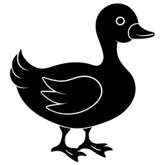 A duck waddling in a funny way silhouette vector illustration