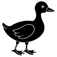 A duck waddling in a funny way silhouette vector illustration