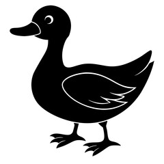 A duck waddling in a funny way silhouette vector illustration
