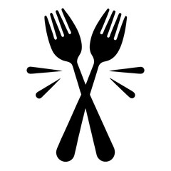 A fork and spoon high fiving each other silhouette vector illustration