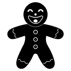 A giggling gingerbread cookie silhouette vector illustration