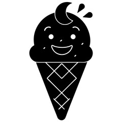 A happy ice cream cone on a summer day silhouette vector illustration