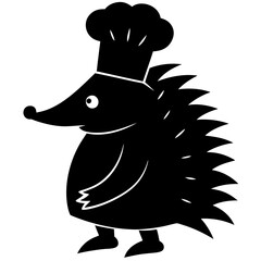 A hedgehog in a chef's hat silhouette vector illustration © Parvin Begum