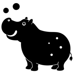 A hippo blowing bubbles silhouette vector illustration