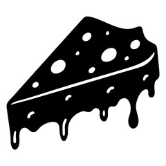 A lazy slice of cheese stretching silhouette vector illustration