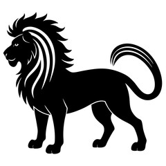 A lion with a rainbow mane  silhouette vector illustration