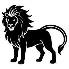 A lion with a rainbow mane  silhouette vector illustration