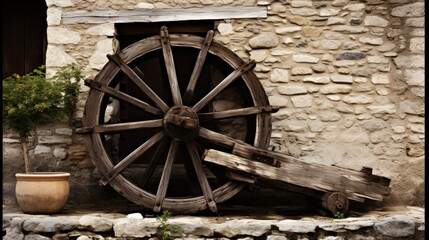Obraz premium Exploring the contrast of old and new an old mill or ranch merging nature with modern technology