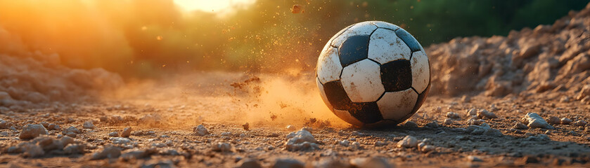 Naklejka premium Dusty Soccer Ball Realistic Image