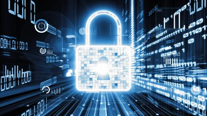 Cyber security and online data protection with tacit secured encryption software . Concept of smart digital transformation and technology disruption that changes global trends in new information era .