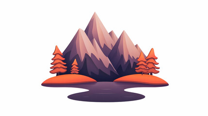 Obraz premium Retro Pixel Art Mountain Landscape Illustration
