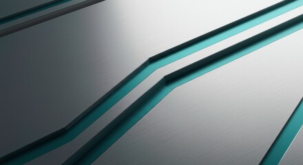 Abstract Brushed Metal Background Diagonal Lines Teal Accents Grey Texture